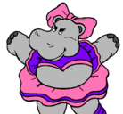 Dibujo Hipopótama con lazo pintado por beneth