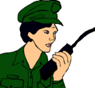 Dibujo Policía con el walkie pintado por enola