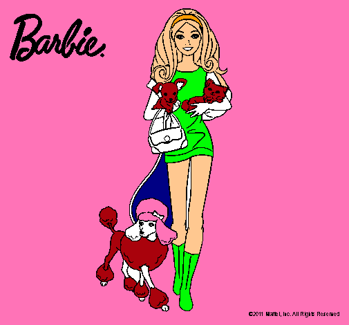 Dibujo Barbie con sus mascotas pintado por christian1
