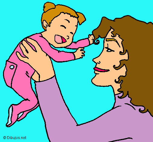 Dibujo Madre con su bebe pintado por montsita
