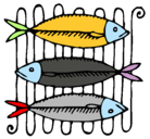 Dibujo Pescado a la brasa pintado por pescado