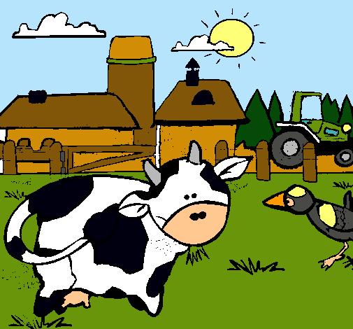 Vaca en la granja