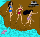 Dibujo Barbie y sus amigas en la playa pintado por dorita2003