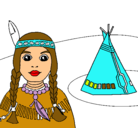 Dibujo India y tepee pintado por mariaps