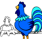 Dibujo Gallo y gallina pintado por torpi
