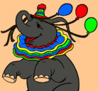 Dibujo Elefante con 3 globos pintado por luchita