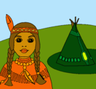 Dibujo India y tepee pintado por 1004