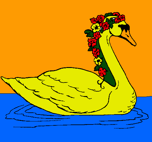 Cisne con flores