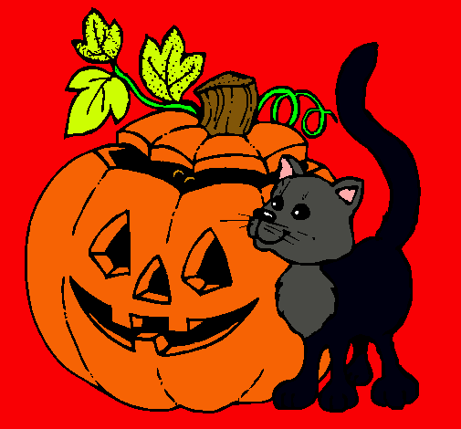 Calabaza y gato