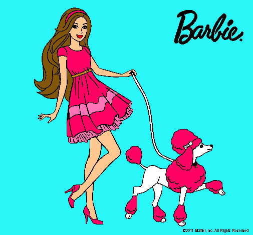 Dibujo Barbie paseando a su mascota pintado por brenda99