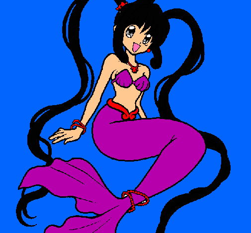 Dibujo Sirena con perlas pintado por paris-france