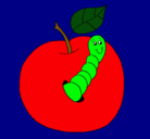 Dibujo Manzana con gusano pintado por ANASTACIA