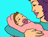 Dibujo Madre con su bebe II pintado por lurdes22