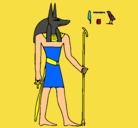 Dibujo Anubis pintado por faraon