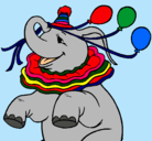 Dibujo Elefante con 3 globos pintado por chach