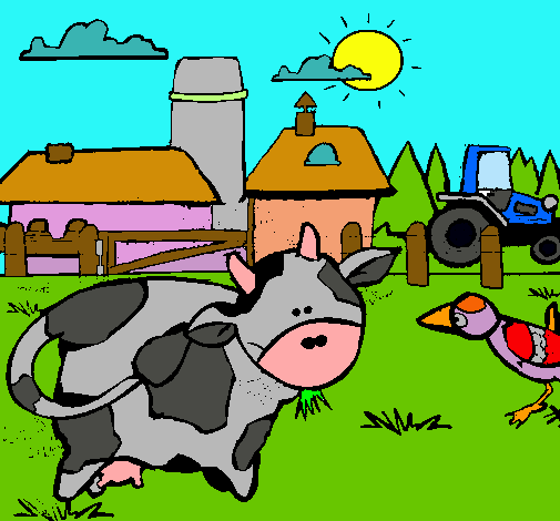 Vaca en la granja