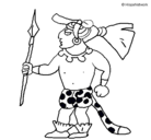 Dibujo Guerrero con lanza pintado por serch