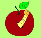 Dibujo Manzana con gusano pintado por VICTOR04