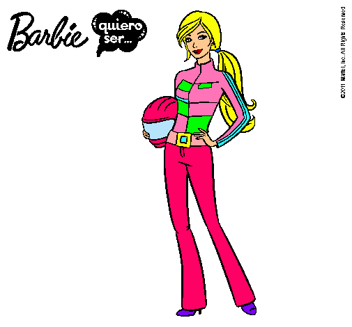 Dibujo Barbie piloto de motos pintado por micaela12