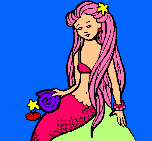 Dibujo Sirena con caracola pintado por paris-france
