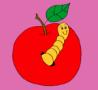 Dibujo Manzana con gusano pintado por florbella