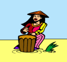 Dibujo Mujer tocando el bongó pintado por TATOTA