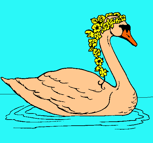 Cisne con flores