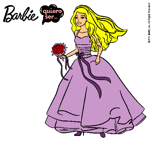 Dibujo Barbie vestida de novia pintado por enzo21