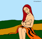 Dibujo Madre con su bebe pintado por LUFFY