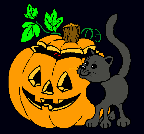 Calabaza y gato