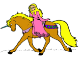 Dibujo Princesa en unicornio pintado por micaela12