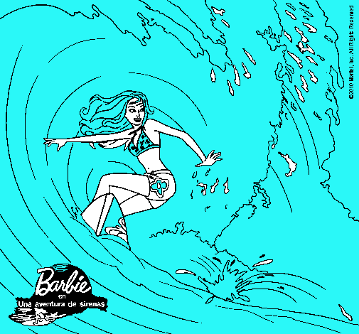 Dibujo Barbie practicando surf pintado por tania5