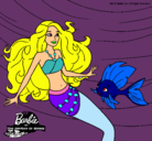 Dibujo Barbie sirena con su amiga pez pintado por ujyryhtuit