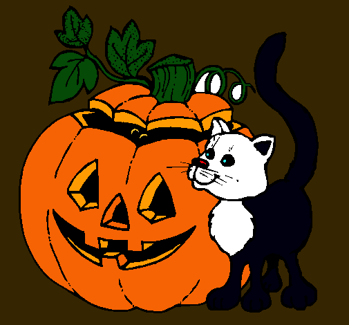 Calabaza y gato