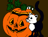 Dibujo Calabaza y gato pintado por jr_78