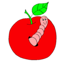Dibujo Manzana con gusano pintado por xlr8