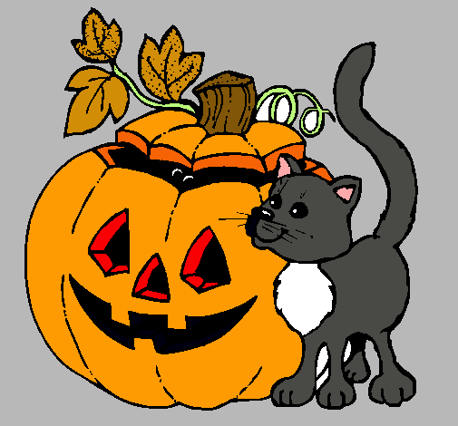 Calabaza y gato