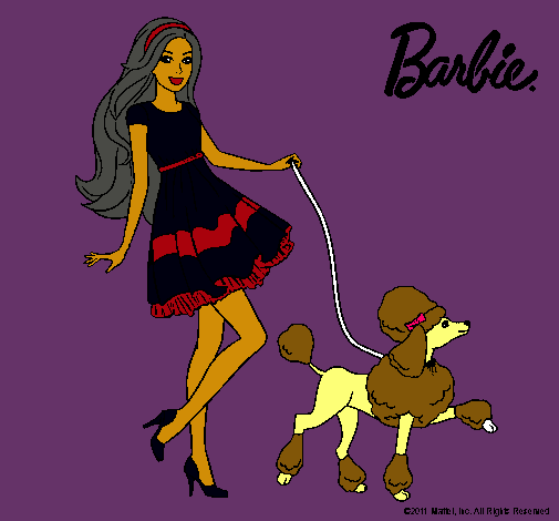 Dibujo Barbie paseando a su mascota pintado por zayuri