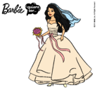 Dibujo Barbie vestida de novia pintado por valerina10