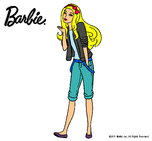 Dibujo Barbie con look casual pintado por micaela12
