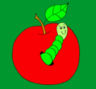 Dibujo Manzana con gusano pintado por danitalinda