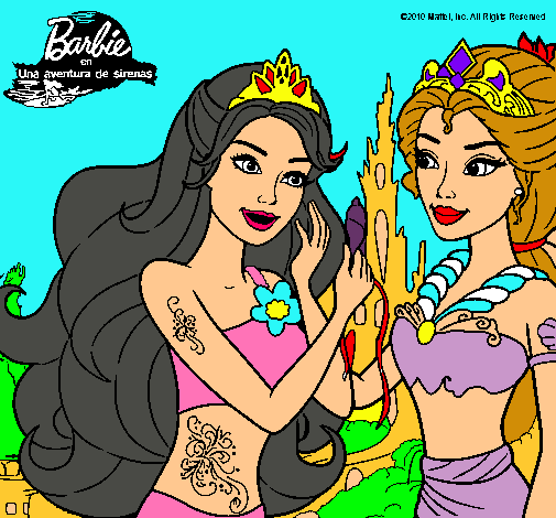 Dibujo Barbie se despiede de la reina sirena pintado por micaela12
