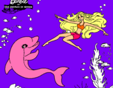 Dibujo Barbie jugando con un delfín pintado por tania5