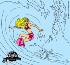 Dibujo Barbie practicando surf pintado por maria11