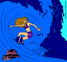 Dibujo Barbie practicando surf pintado por ianna