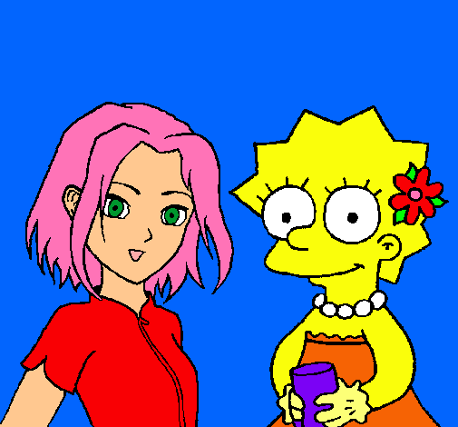 Dibujo Sakura y Lisa pintado por paris-france