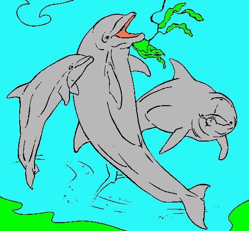 Dibujo Delfines jugando pintado por dominique1