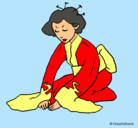 Dibujo Geisha saludando pintado por TATOTA