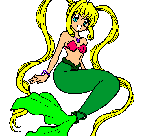 Dibujo Sirena con perlas pintado por micaela12