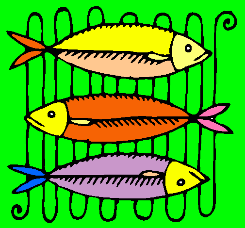 Dibujo Pescado a la brasa pintado por vicentito